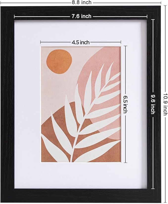 eletecpro 8x10 Picture Frames Set of 10 with Clear Acrylic Cover, Gallery Wall Decor, Displays 5x7 Photos with Mat or 8x10 Without, Horizontal or Vertical for Tabletop and Wall, Black