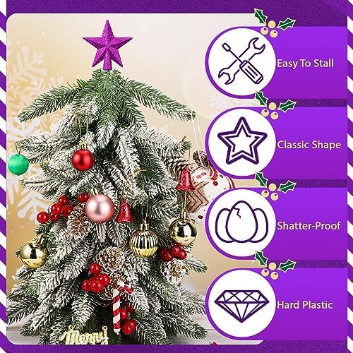 Hanaive Christmas Tree Topper Mini Star Small, Purple, 2.36 Inch, Glitter - Image 3