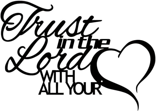 ESTART Trust in the Lord with all Your Heart Metal Sign, Metal Bible Verses Wall Art, Religious Quotes Wall Decor, Inspirational Love Theme Hanging Sign for Home Dining Room Kitchen Door Decorations