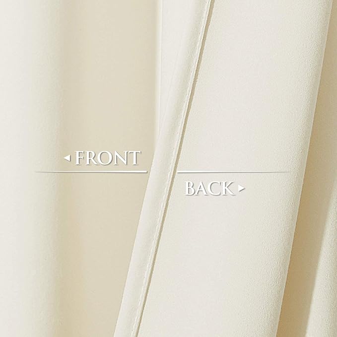 StangH Cream White Velvet Drapes - Half Blackout Extra Long Curtains for Sliding Door Thick Texture Thermal Privacy Grommet Curtains for Hotel Hospital Room Divider Used, Ivory, W52 x L108, 2 Panels
