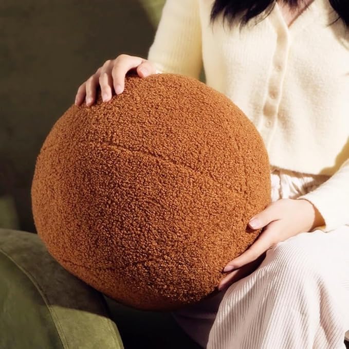 Khaki Ball Pillow 11.8 Inches Round Throw Pillow Simple Modern Ball Shaped Throw Pillow，Nordic Style Cushion Decorative Pillow for Couch,Sofa,Bedroom
