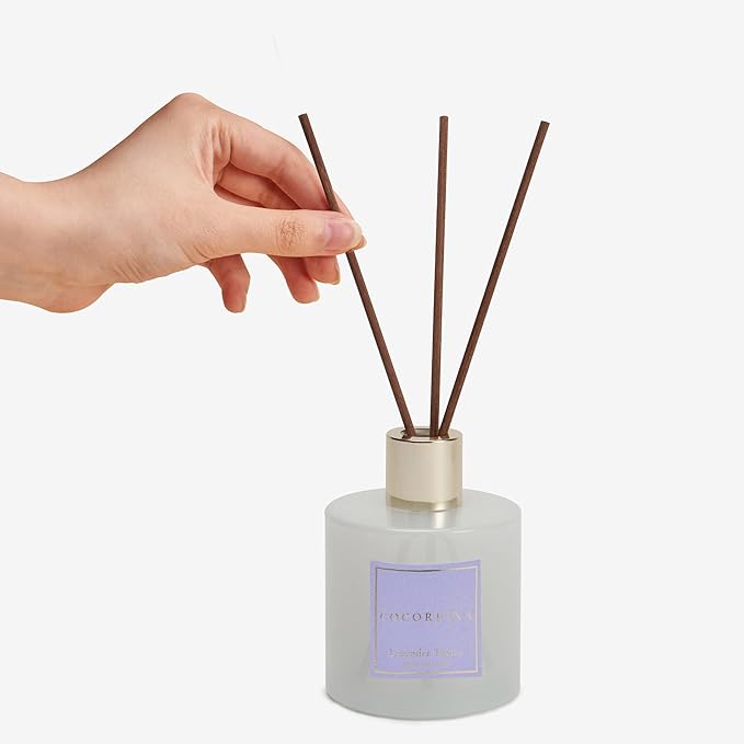 Cocorr??na Premium Reed Diffuser Set with Preserved Baby's Breath & Cotton Stick Lavender Thyme | 6.76 Fl.oz Scent Diffuser for Bedroom Bathroom Home D??cor