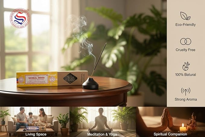 Satya Smudge Incense Stick ?€? Hand-Rolled Indian Masala Incense for Meditation, Yoga & Spiritual Cleansing Pack of 6 (Smudge Sandalwood)