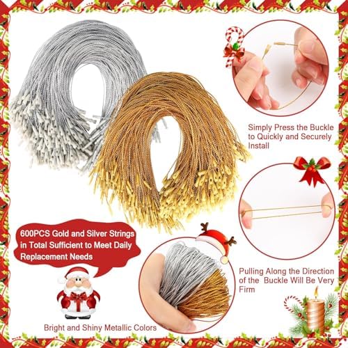 JUNEBRUSHS 600Pcs Christmas Ornament Hooks, Ornament Hangers with Snap - Image 3