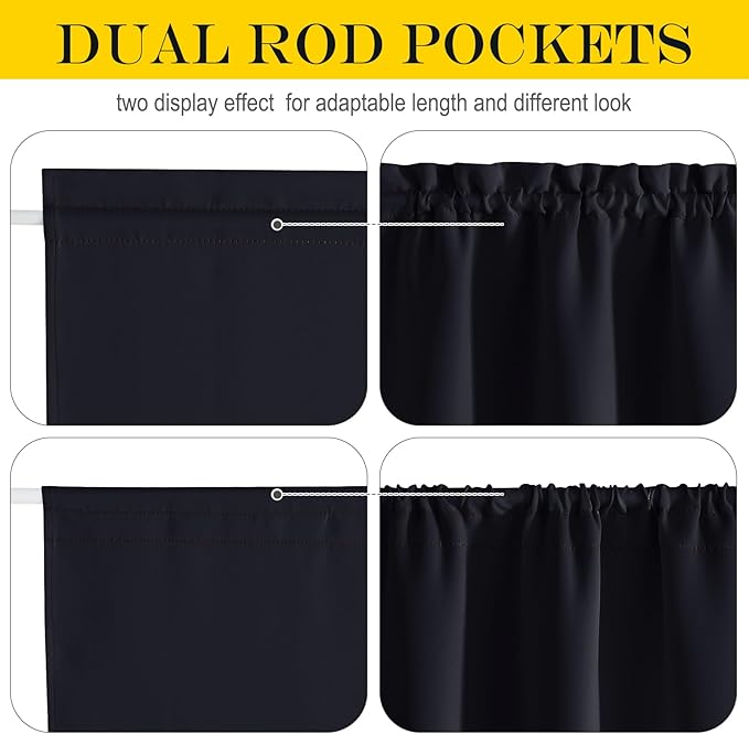 NICETOWN Black Blackout Door Curtain – Thermal Insulated Privacy Curtain for French & Front Doors with Adjustable Tieback, Room Darkening, Energy Saving, 20 inch x 72 inch, 1 Panel