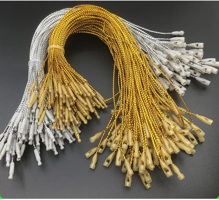 1000pcs Gold Christmas Ornament Hanger Snap Locking String Ornament Hangers Snap Locking Tighten The Pendant Rope Bullet Gold Thread for Christmas Tree Ornament Decorations (Silver) - Image 4