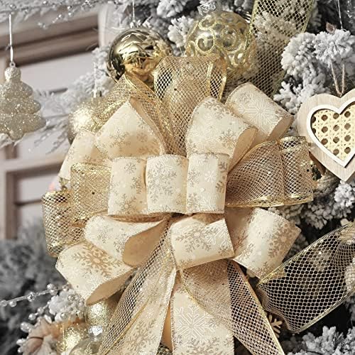 Gold Christmas Tree Topper Bow for Xmas Tree Decorations - Image 6