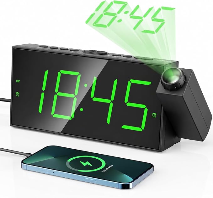 Mesqool Digital Projection Alarm Clock with Dual Alarms, 5 Levels Dimmer by Mesqool
