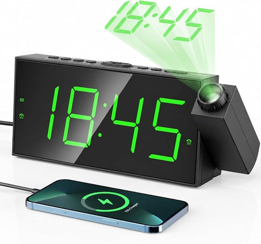 Mesqool Digital Projection Alarm Clock with Dual Alarms, 5 Levels Dimmer by Mesqool