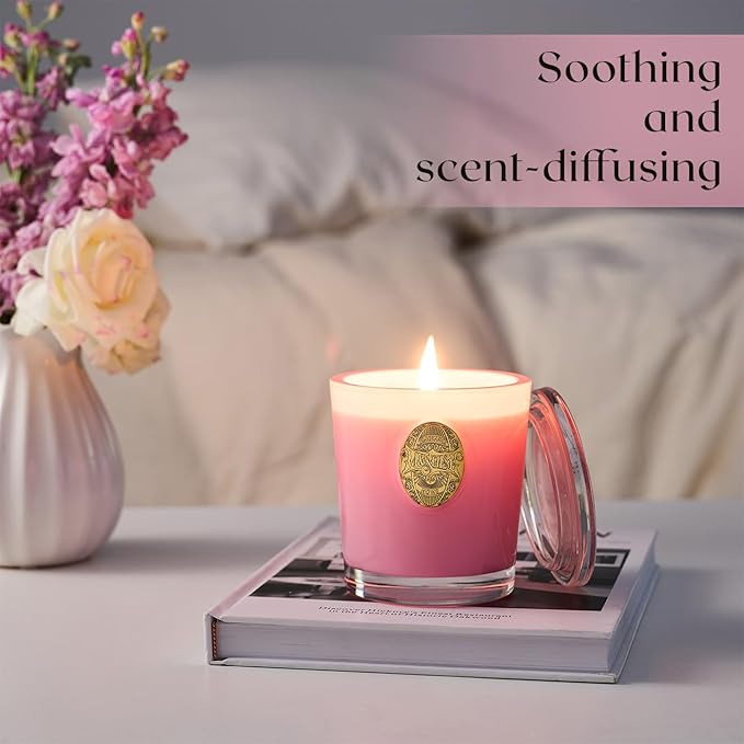M&SENSE Peony Blush Scented Candle | Pink Candle for Home Decor, Gift for Women | 9.2 oz Soy Wax Candle Set for Relaxation, Gifting