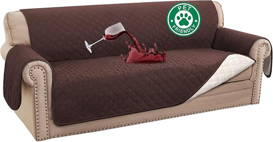 Turquoize 100% Waterproof Sofa Covers Couch Cover Sofa Cover for Dogs Couch Protector Triple Non-Slip Sofa Slipcover for 3 Cushion Couch Furniture Protector for Pets, Kids,Dog (XL Sofa 78", Brown)