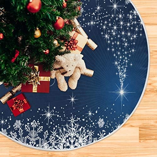ATTX Winter Blue Snowflakes Christmas Tree Skirt Home Decoration Large Round Tree Skirt 35.4 Inches - Image 5