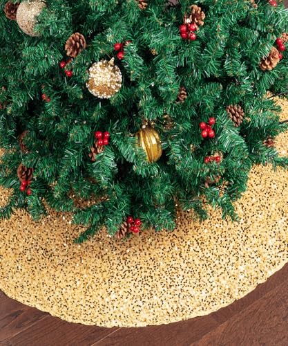 Mr. Pen- Small Christmas Tree Skirt 24 inch, Gold Sequin Tree Skirt by MrPen