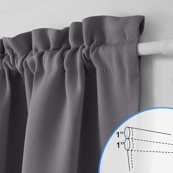 NICETOWN Grey Door Curtains, 36 inch Wide Thermal Insluted Blackout Privacy Slight Window Curtain with Rod Pocket for French Door, Classroom Lockdown Shade for Pricacy, 1 PC, W36 x L72