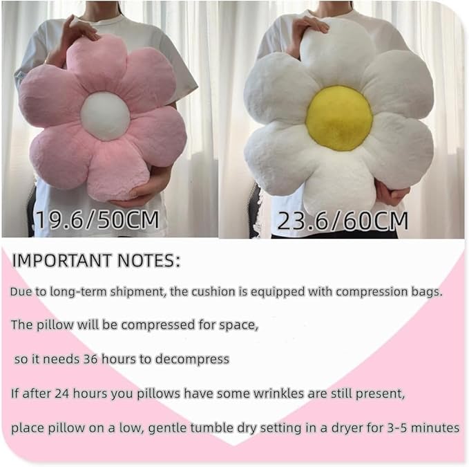 Purple Flower Pillow，Flower Shaped Throw Pillow 15.7In Daisy Floor Pillow Cushion Cute Seating Cushion Home Decorative Pillows for Sofa Couch Bed