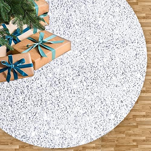 Velvet Christmas Tree Skirt White and Silver Sequin Tree Skirt 21 Inch Round Tree Mat Luxury Embroidered Sequined and Velvety Xmas Tree Skirts Sparkly Skirt for Small Tree Christmas Holiday Decor by FUHSY
