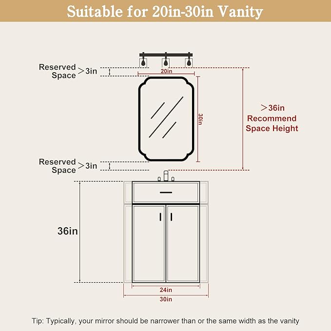 WallBeyond 20" x 30" Rounded Corner Arch Wall Mirror with Wood Frame for Entryway, Living Room or Bedroom Home Decor - Light Woodgrain [20" x 30" Walnut]