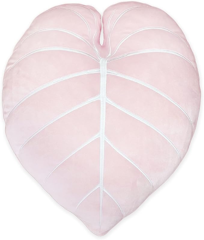 Green Philosophy Co. Philodendron Gloriosum Leaf Pillow - Baby Pink