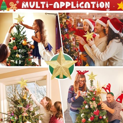 Glitter Christmas Star Tree Topper for Holiday Decorations, Christmas Tree Decoration for Holiday Ornament and Home Decor, Shatterproof Tree Toppers for Party Indoor ??? Outdoor-Gold 4 inch - Image 6