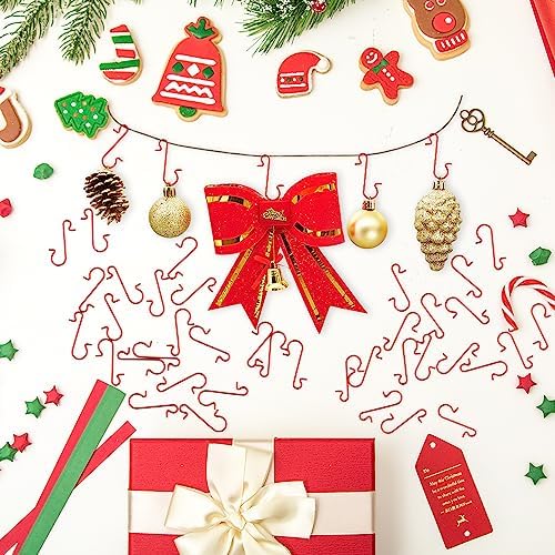 200 Pack Ornament Hooks, Christmas Ornament Hooks Hangers for Christmas Ornaments, Xmas Tree Hook for Ornaments Anchors S Shaped Small Ornament Hook Hangers for Christmass Tree Decorations, Red - Image 5