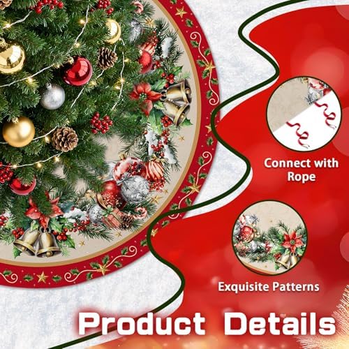 Red Balls Christmas 48in Tree Skirt, Christmas Tree Decor - Image 2