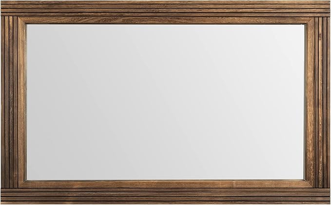 YOSHOOT Hand-Made Wooden Spliced Wall Mirror for Bathroom, Rustic Farmhouse Vanity Mirror, Décor Wall Art, Solid Wood Frame, Vertical or Horizontal Hanging, 60" x 36", Brown