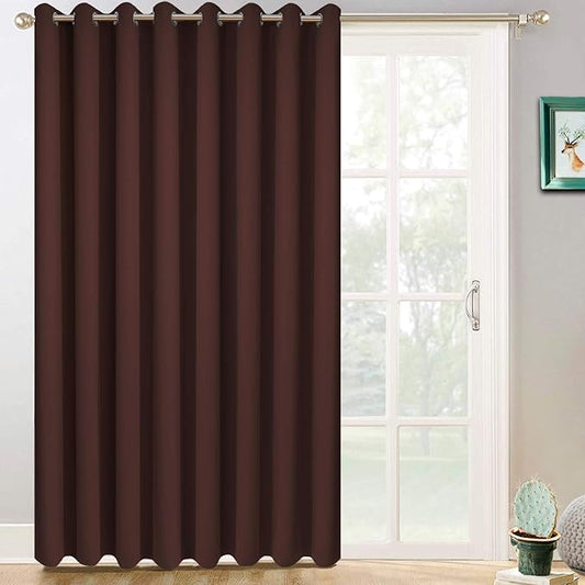 Yakamok Blackout Drapes for Sliding Glass Door - Thermal Insulated Door Blinds,Room Darkening Room Divider Window Curtain for Bedroom/Living Room(Chocolate Brown, 100 inches x 84 inches)