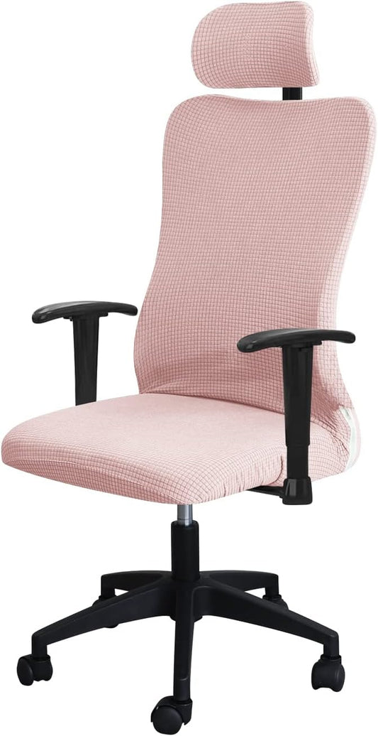 FORCHEER Ergonomic Office Chair Covers Set with Headrest Cover Water Repellent Managerial Chair Cover for Office Executive Chair，Pink