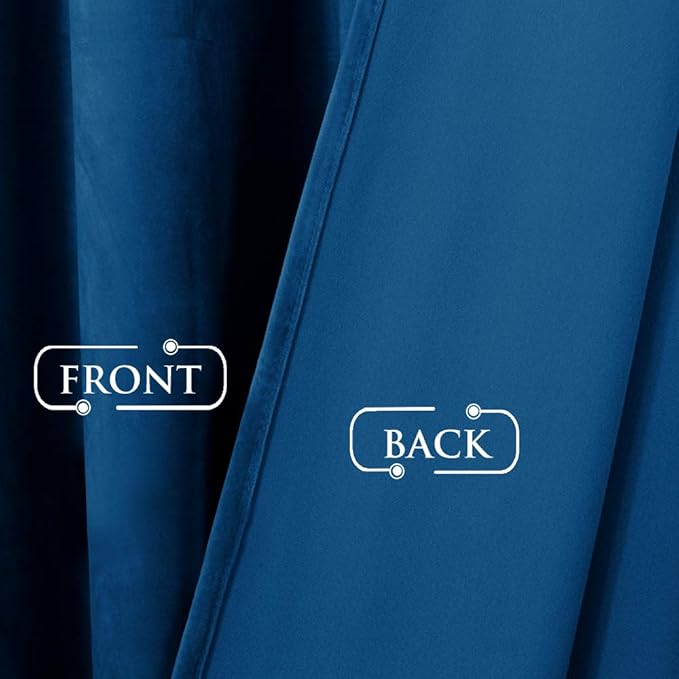 StangH Bedroom Blue Curtains Velvet - 108 inches Extra Long Light Blocking Plush Velvet Curtains for Living Room, Royal Blue, 52 x 108 inches, 2 Panels