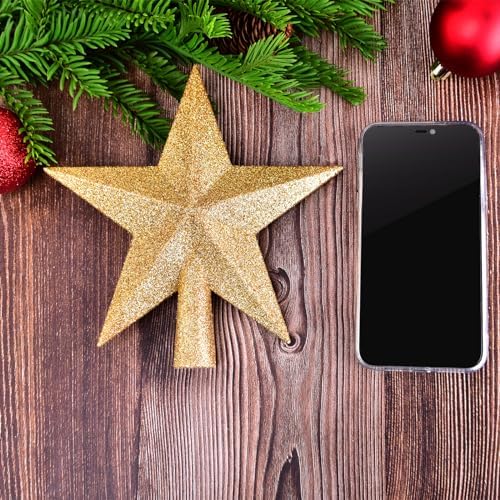8 Inches Christmas Tree Top Crown Glitter Star Decoration (Golden) - Image 6