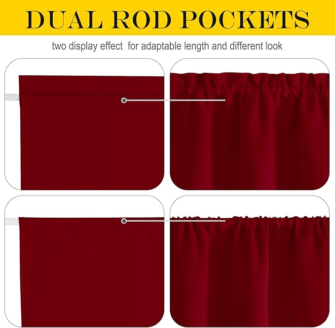NICETOWN Christmas Blackout French Door Curtains, Privacy Door Curtains for Window, 30 X 64 Inch Room Darkening Blinds, Thermal Insulated Window Shades for Bedroom, 1 Panel, Burgundy
