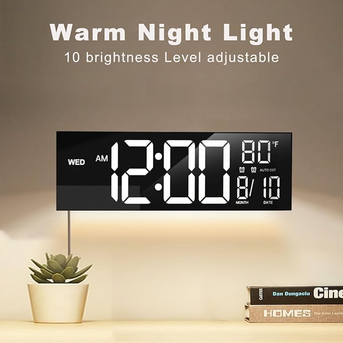 JALL 16" Large Digital Wall Mount Clock, Count Down Timer, Alarm, Big LED, DST, Temperature for Living Room Classroom Desk, Xmas, Birthday Gift for Senior Men Women Mom Dad, White - Image 5