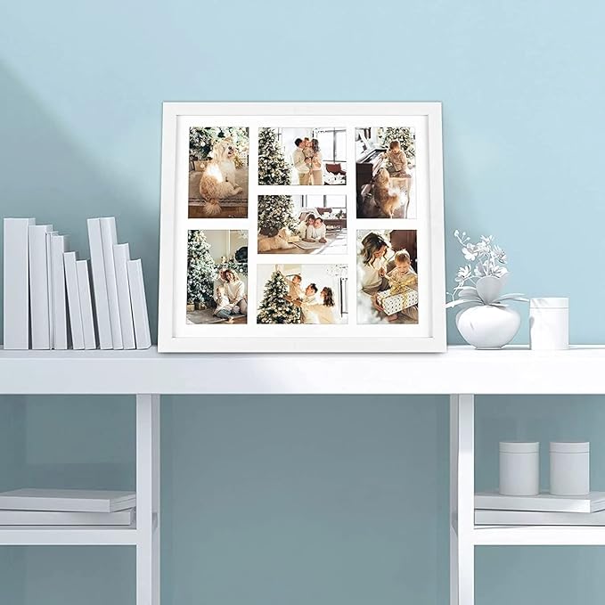 Golden State Art, 13.7x15.7 Matted White Wood 7-Opening for 4x6 Collage Picture Frame, 3 Pack