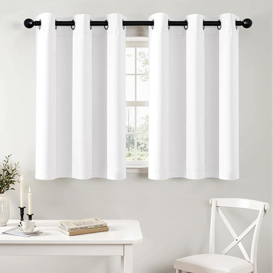 MIULEE Pure White Blackout Curtains for Bedroom Living Room 36 Inches Long 2 Panels, Thermal Insulated Room Darkening Drapes Grommet Noise Reducing Light Blocking Window Treatments 40x36 Inch
