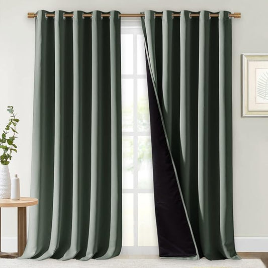 NICETOWN Full Shading Cold Blocking Curtains for Windows, Super Heavy-Duty Black Lined Blackout Drapes for Bedroom, Privacy Assured Window Treatment (Dark Mallard, Pack of 2, 70" W x 95" L)