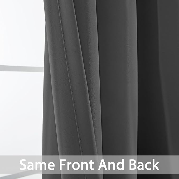 Yakamok Blackout Patio Curtains 100x84 Inches for Sliding Door Extral Wide Blackout Curtain Panels Thermal Insulated Room Divider - Grommet Top, 7' Tall by 8.3' Wide - Charcoal Grey