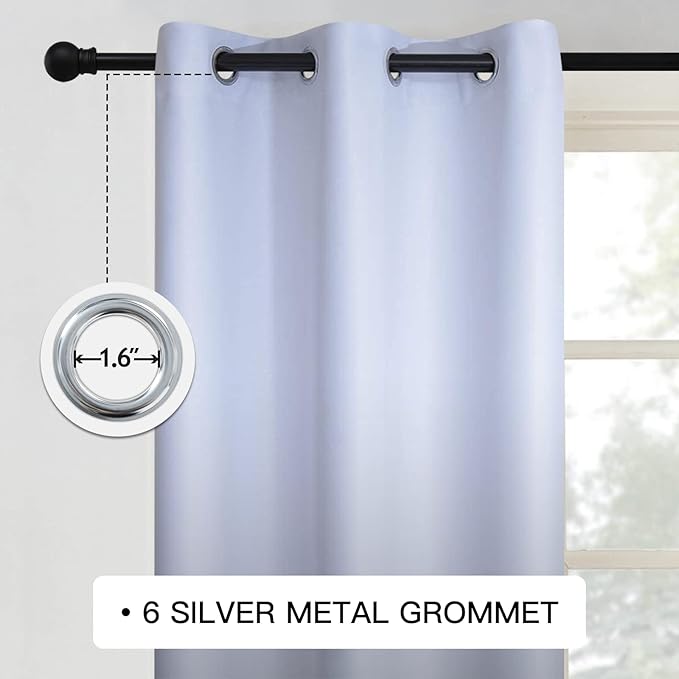 COSVIYA Grommet Ombre Room Darkening Curtains 63 inch Length 2 Panels, Gradient Drapes Black and Grayish White Light Blocking Insulated Thermal Window Curtains for Bedroom/Living Room,42x63 inches