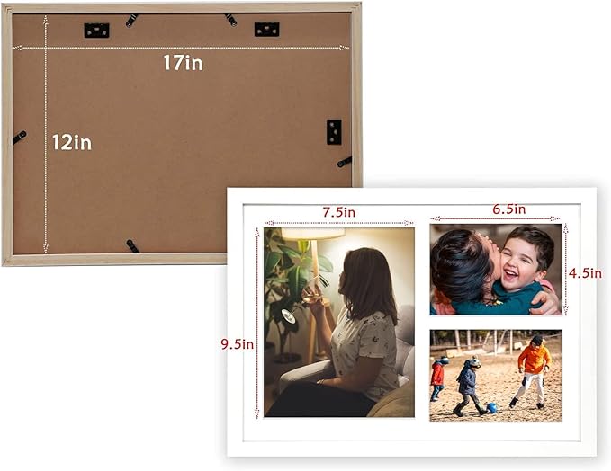 Golden State Art, Set of 8, 12x17 White Wood Picture Frame - White Mat for 8x10 And 5x7 Photos - Tempered Glass, Sawtooth Hanger, Swivel Tabs - Wall Mounting - Great for Gift