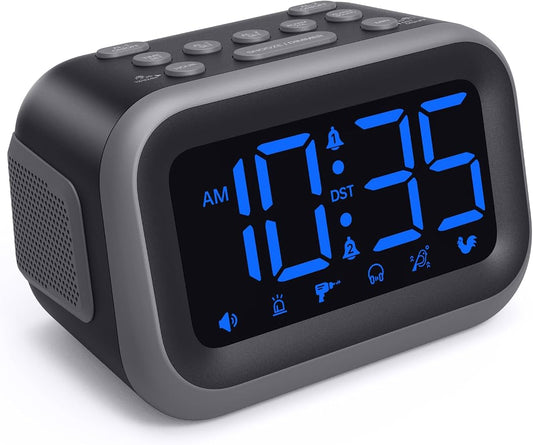Acedeck Super Loud Alarm Clock: 115dB Wake-Up Power | Dual Alarms and 6 Alarm Sounds for Heavy Sleepers Adults and Shift Workers - Bedroom and Daily Wake-Up Use (Blue Digits) by Acedeck