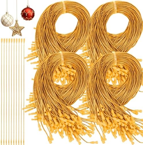 Palonu 480 Pcs Christmas Ornament Hooks, Ornament Hangers with Snap Ornament String for Christmas Tree Holiday Party Hanging Ribbon Decorations Ropes Easy and Fast Locking(Gold) by Palonu