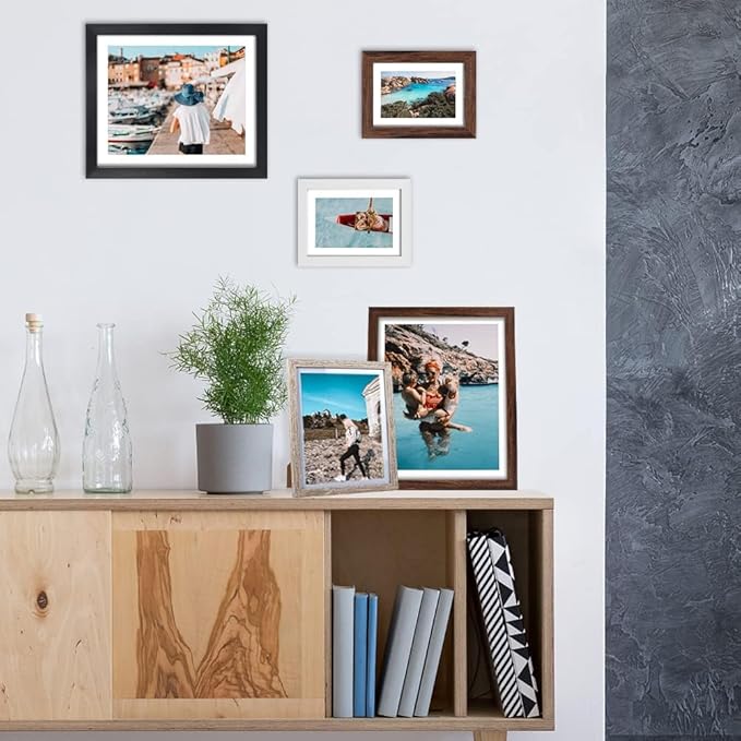 Giftgarden Multi Colors Picture Frames with Mat for Multiple Sizes Photos, Four 4x6, Four 5x7, Two 8x10, Assorted Gallery Frame Collage for Wall or Tabletop, Set of 10