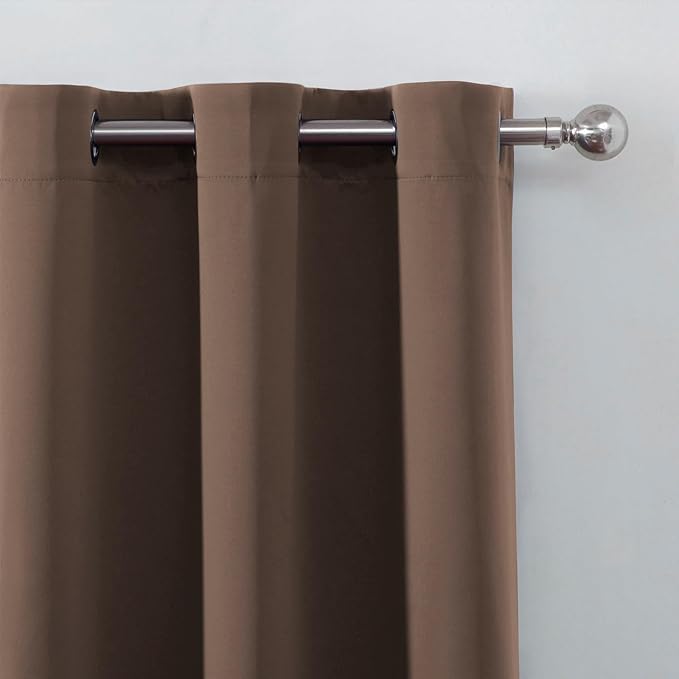 LEMOMO Blackout Curtains 52 x 90 Inch Long Chocolate Curtains Set of 2 Panels Room Darkening Curtains for Bedroom and Living Room