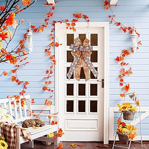 Large Fall Pumpkin Bow for Wreath, White Black Buffalo Plaid for Fall Thanksgiving Party Indoor Outdoor Door Wall Decoration Supplies - Image 4
