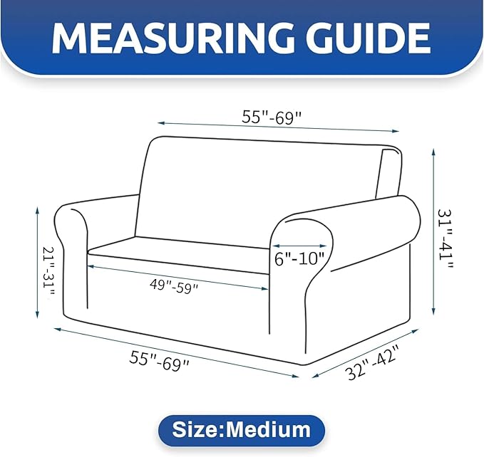 XINEAGE New 1 Piece Couch Covers for 2 Cushion (55"-69") Stretch Loveseat Sofa Cover Slipcover Jacquard Universal Furniture Protector with Elastic Bottom for Kids,Dog (Loveseat, Peacock Blue)
