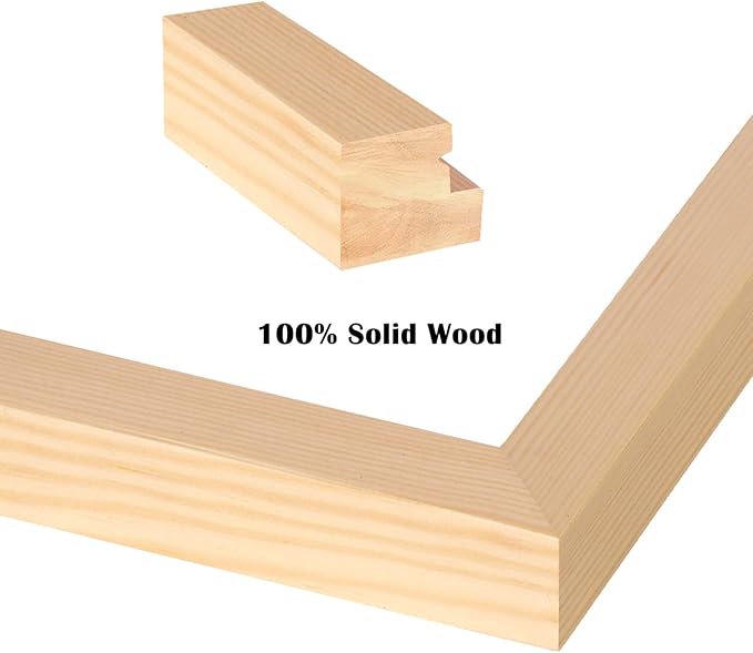 Egofine 22x28 Solid Wood Poster Frames Matted for 18x24 Set of 2 Natural Wood - with Acrylic Plexiglass Front, Hanging Picture Frames Vertically or Horizontally