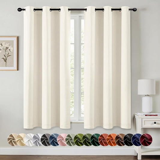 MIULEE Birch Blackout Curtains for Bedroom Living Room 63 Inches Long 2 Panels, Thermal Insulated Room Darkening Drapes Grommet Noise Reducing Light Blocking Window Treatments 40x63 Inch