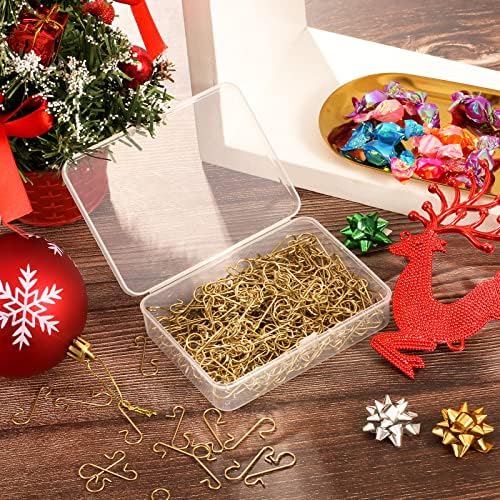 Tatuo 400 Pieces Christmas Ornament Hooks Ornament Hangers Xmas Metal Wire Hooks with Storage Box for Christmas Tree Decoration (Gold) - Image 4