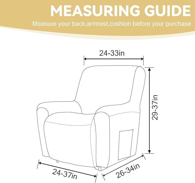 Cupuamon Recliner Chair Covers,Lazy Boy Recliner Covers Stretch Reclining Covers 1 Piece Furniture Protector with Elastic Bottom for Dog,Kids-Champagne