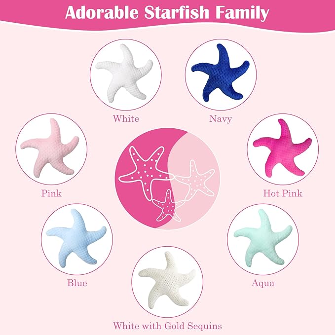 Marble Empire Starfish Pillow for Couch and Bed, Coastal Decor Throw Pillow, Ocean Beach Theme Accent Pillow for Living Room（Pink）