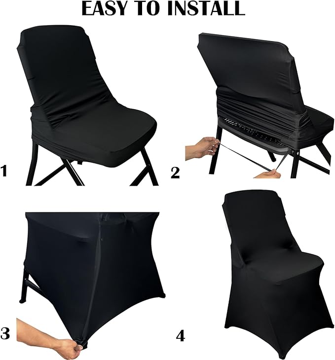 40PCS Stretch Spandex Folding Waterproof Chair Covers,Universal Fitted Chair Cover Protector for Wedding Party Banquet Holidays Celebration Decoratio(40, Black New)